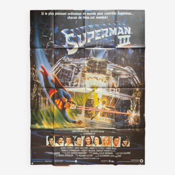 Affiche originale cinéma "Superman III" Christopher Reeve 120x160cm 1983
