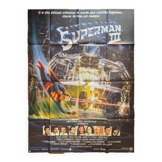 Affiche originale cinéma "Superman III" Christopher Reeve 120x160cm 1983