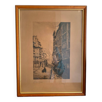 Framed engraving Latin Quarter