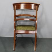 French Art Deco walnut dining chair set with armchairs, France 1930s