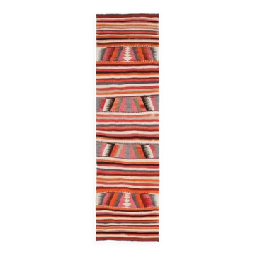 Tapis coureur vintage turc en laine et coton noué à la main des années 1970, 82x333.