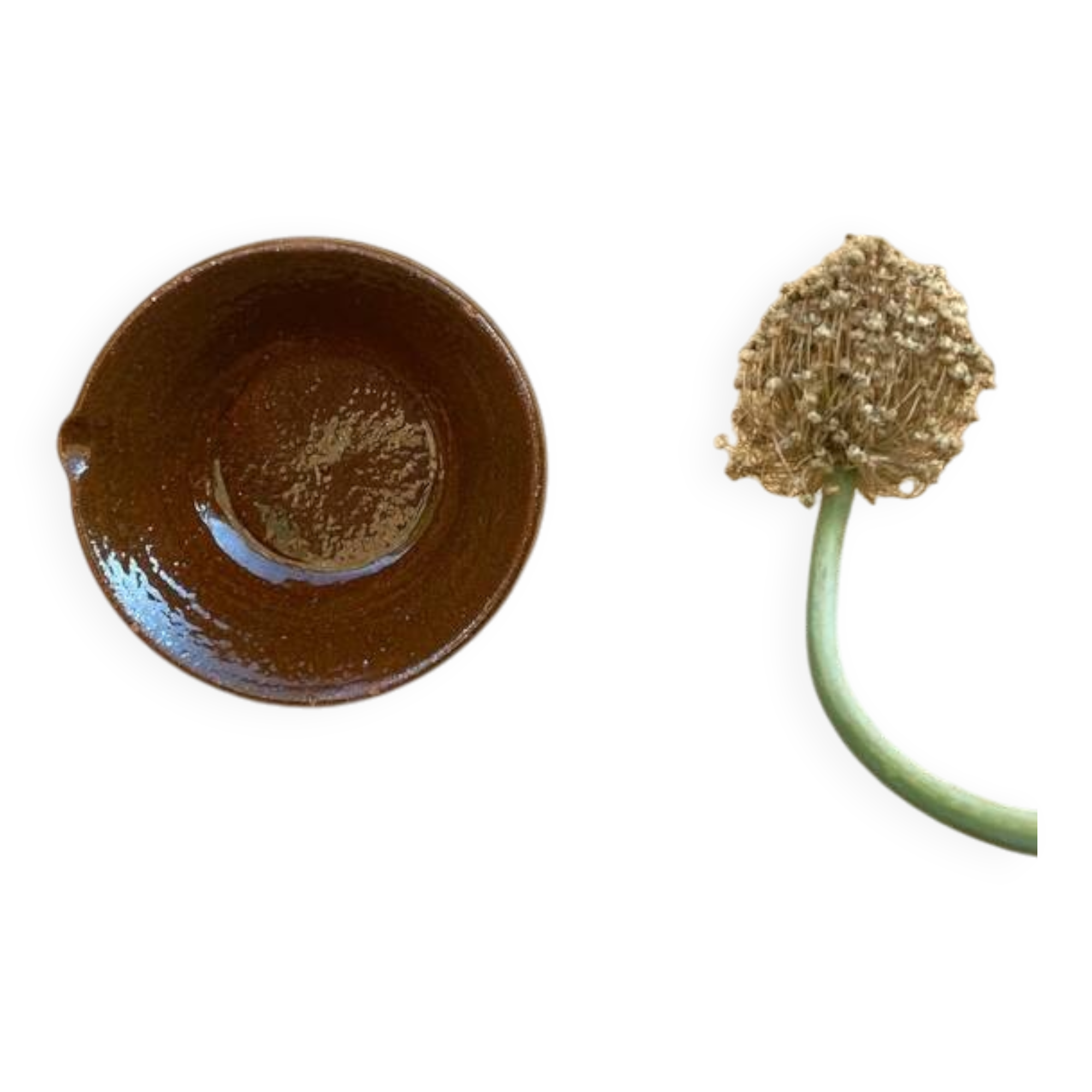 Large brown glazed salad bowl