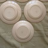 6 plates a decor floral on pink background faience digoin sarreguemine