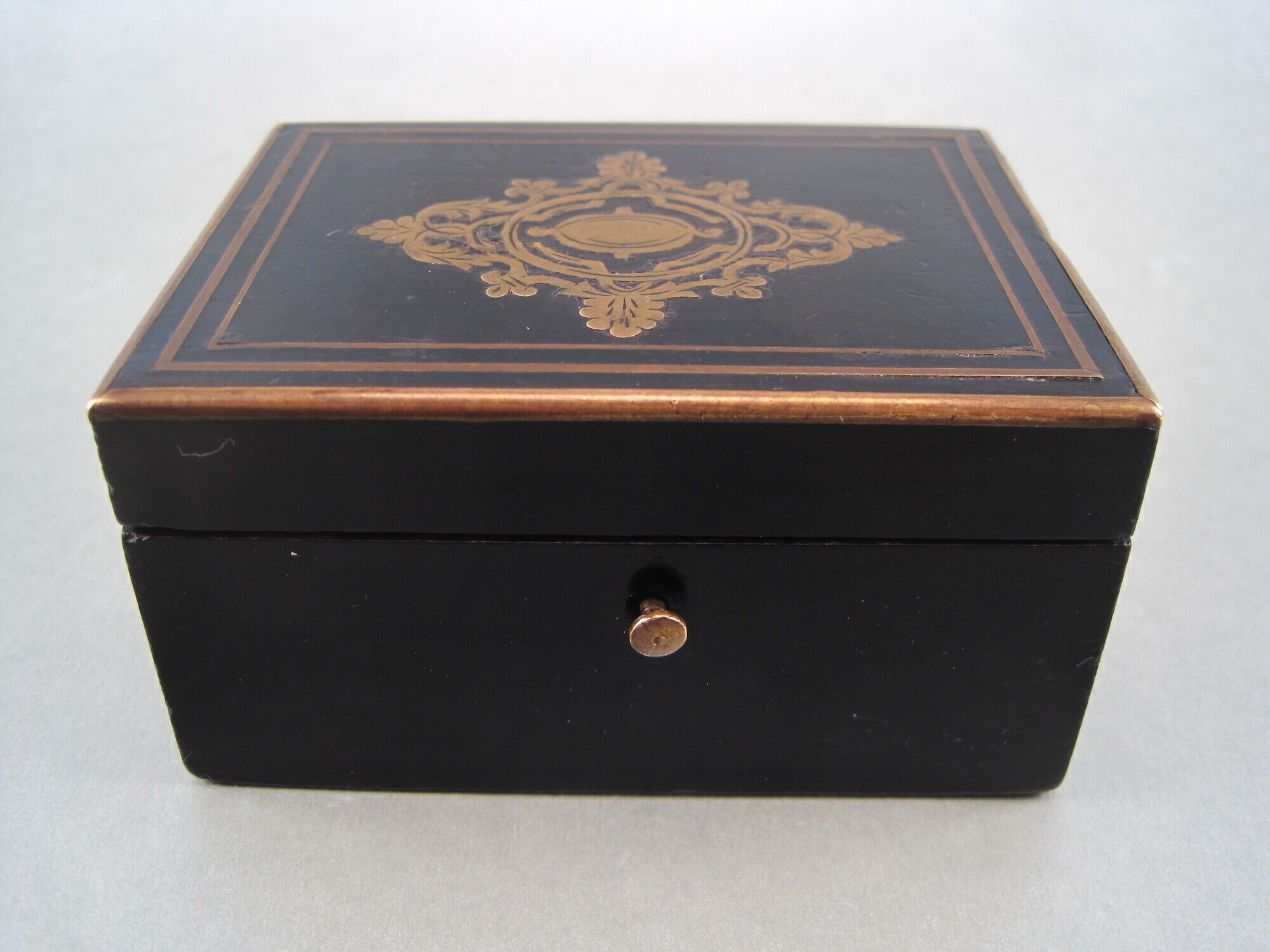 Jewelry box in blackened wood marquetry brass napoleon iii