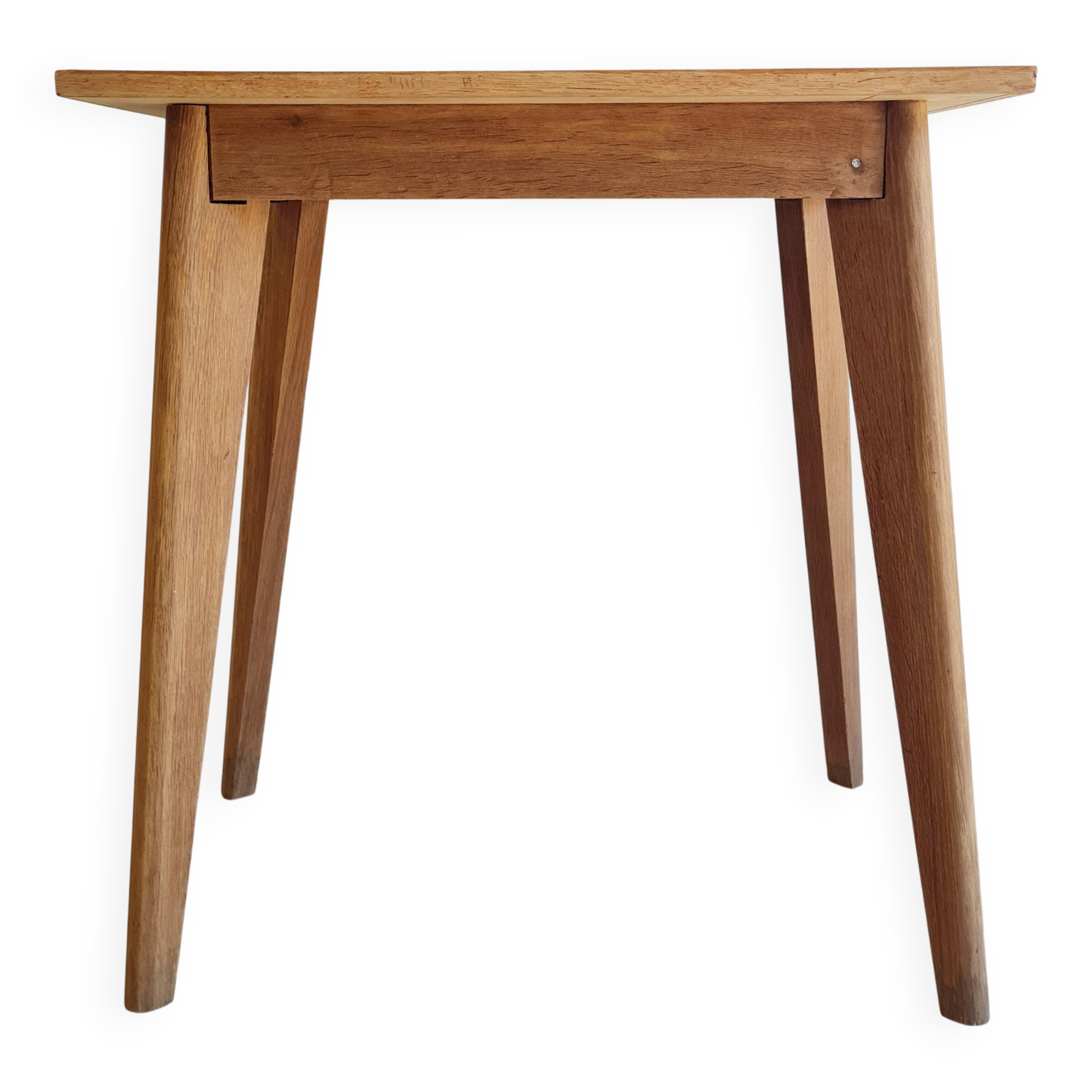 Table - old raw wood boarding school desk with compass legs