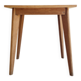 Table - old raw wood boarding school desk with compass legs
