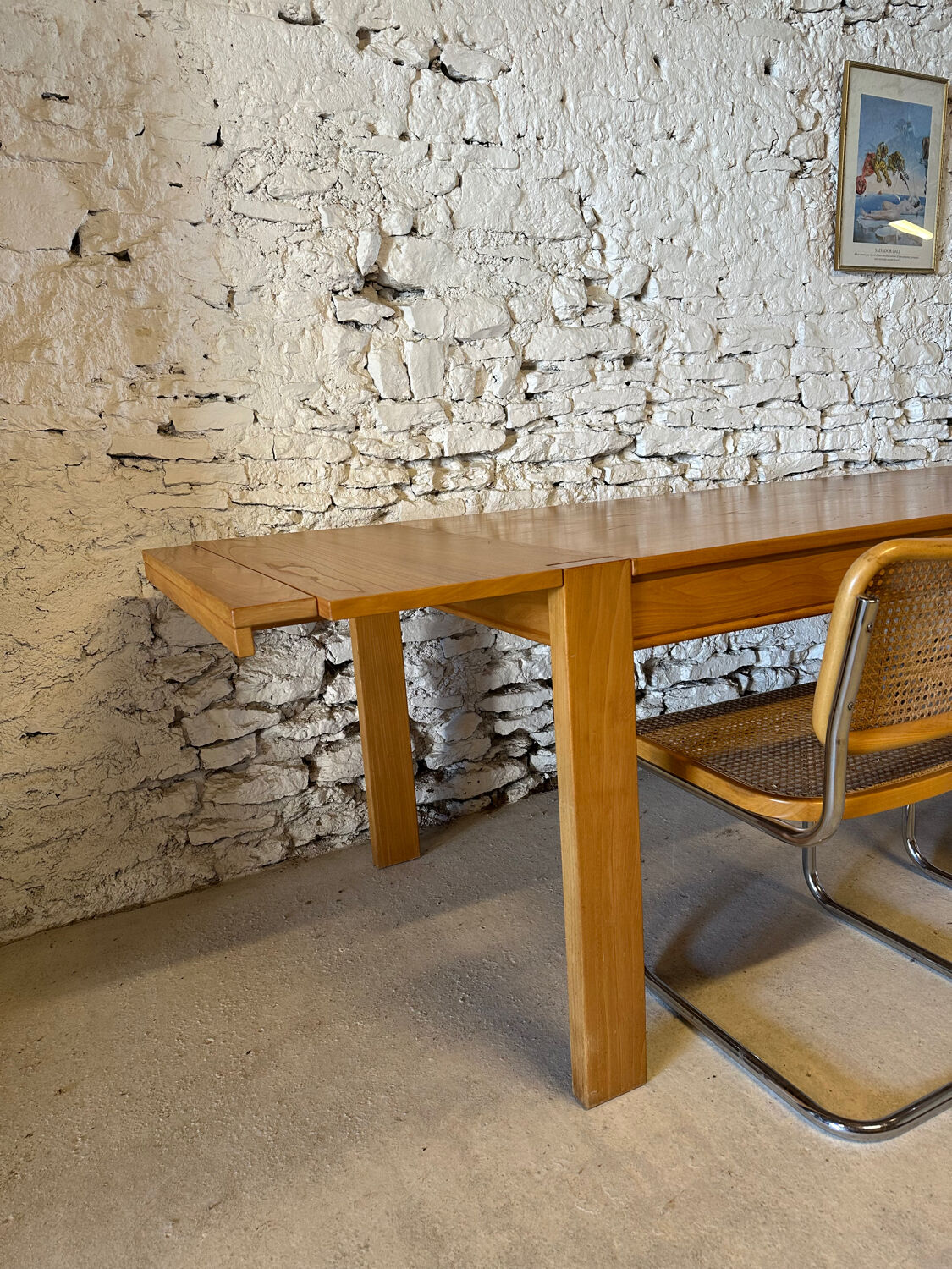 Solid elm dining table - Vintage - 1980