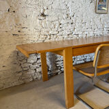 Solid elm dining table - Vintage - 1980