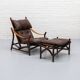 Fauteuil et pouf en bambou des années 1960