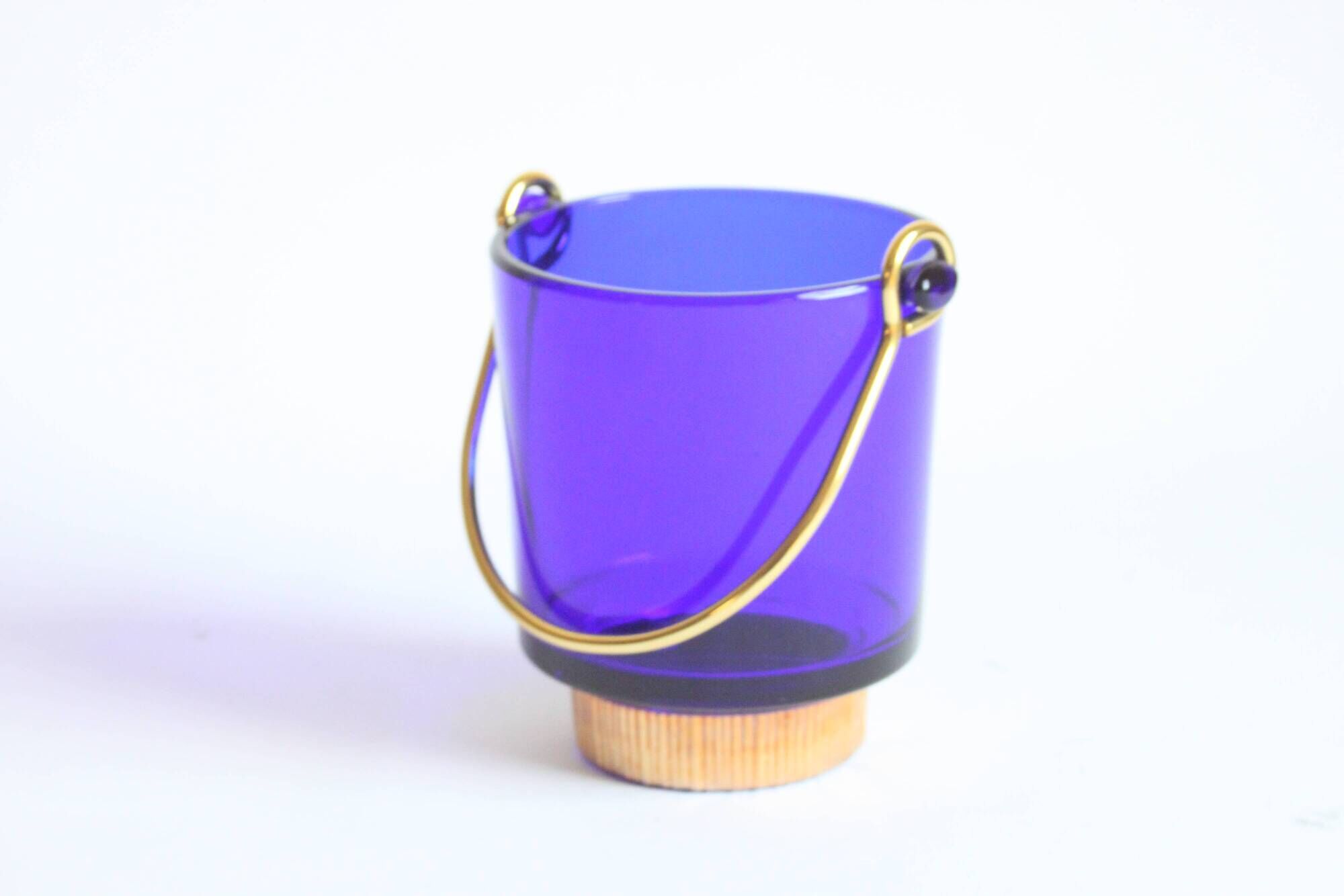 Cobalt blue glass ice bucket, 1960s