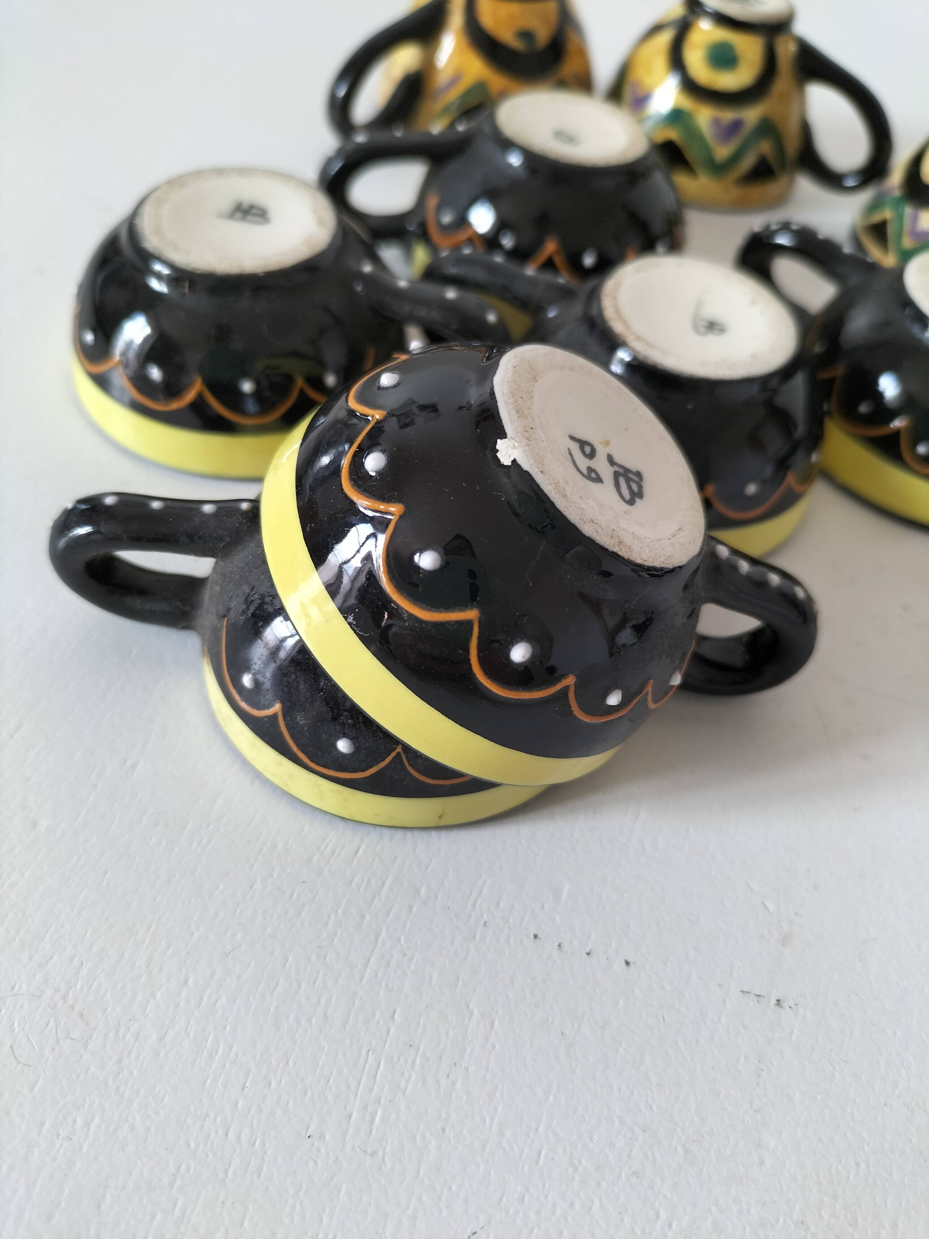 Vintage Breton mini cups – HB & St Jean – 9 pieces