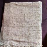 White cotton bed cover, Old crochet bed throw, white cotton bed cover