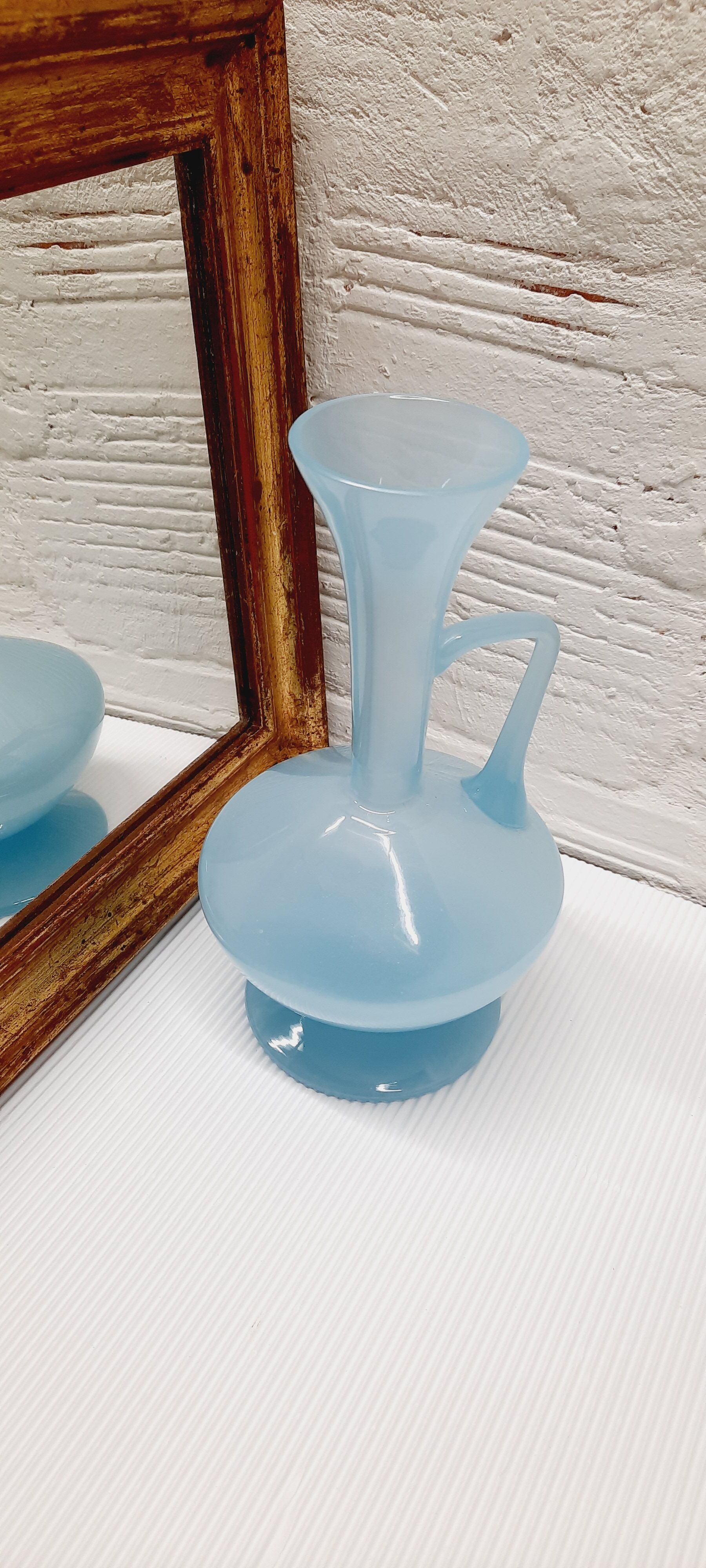 Sky blue opaline vase