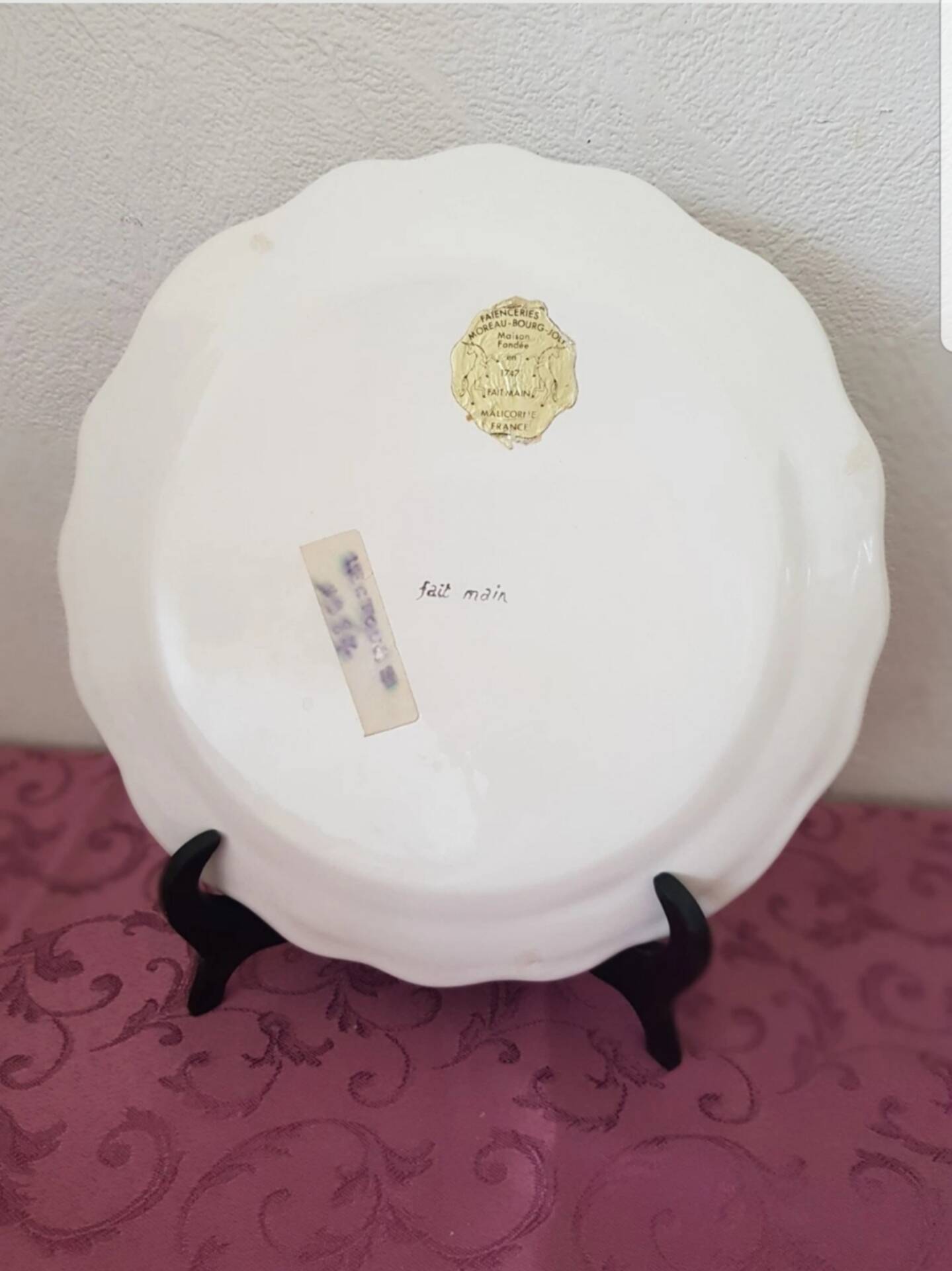 Antique plate, wall-mounted, Malicorne, France