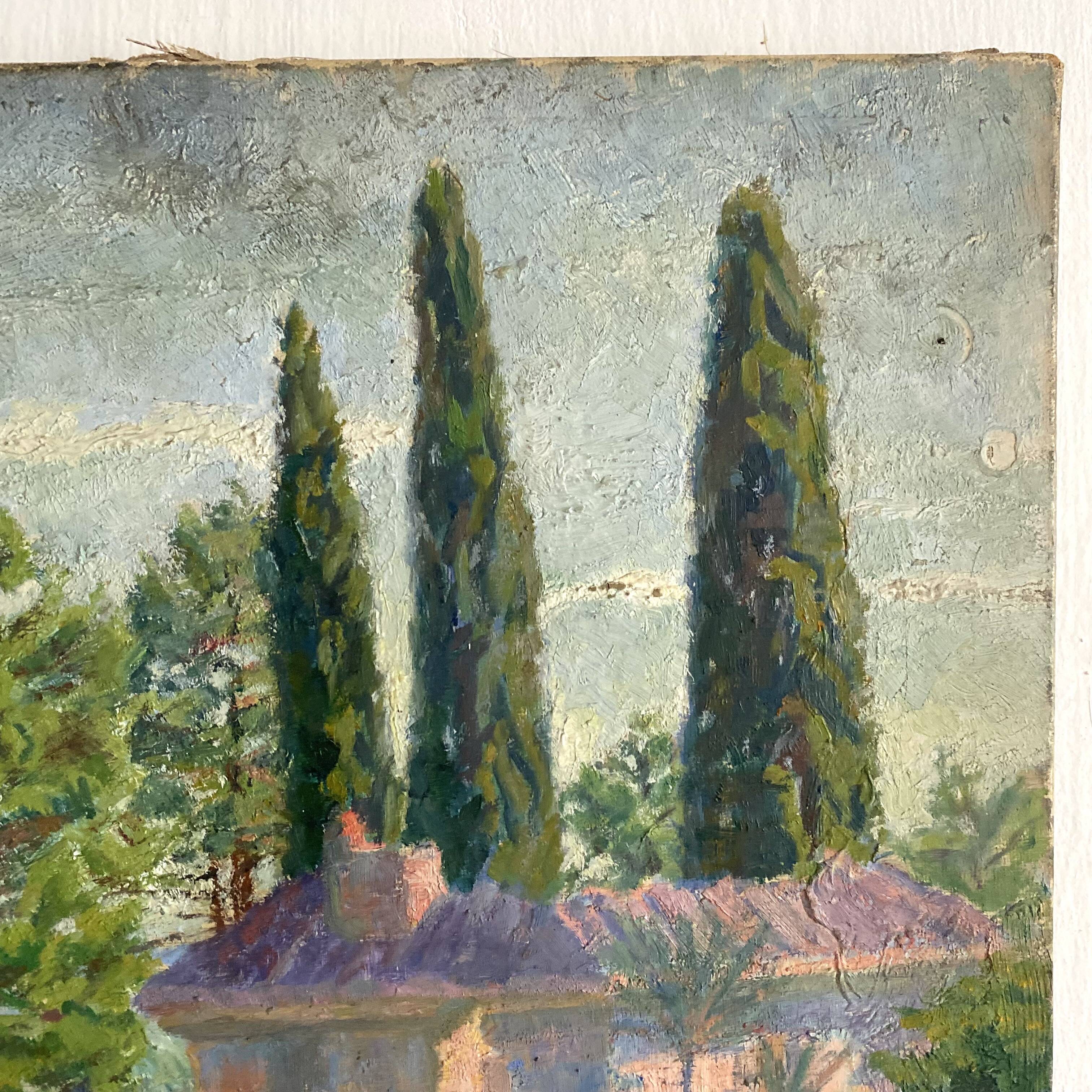 Southern landscape painting, canvas on stretcher