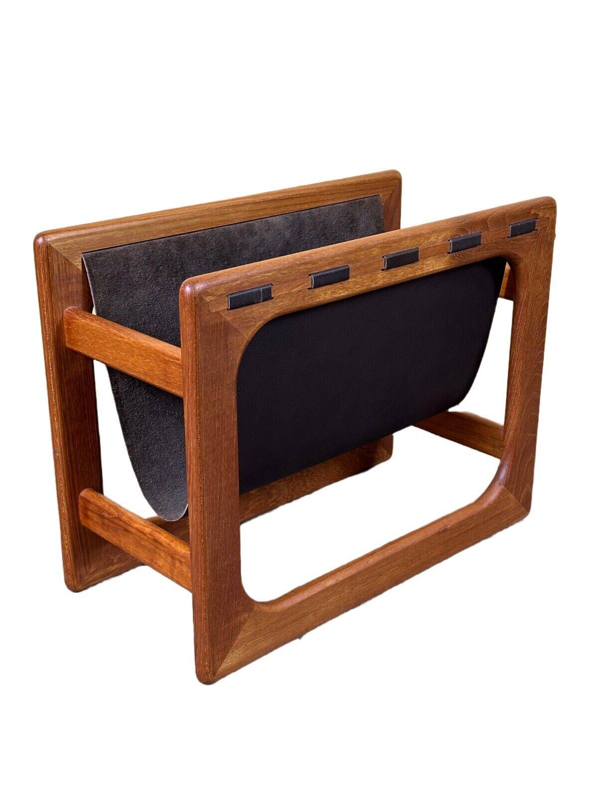 60s 70s newspaper holder Aksel Kjersgaard made of teak & leather