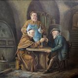 Granval: oil painting on canvas depicting a tasting scene in the cellars of a monastery.