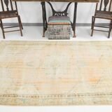 tapis vintage en laine beige, 5x8 tapis vintage turc, 150x240 cm tapis pastel