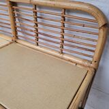 Rattan headboard with vintage bedside tables 1960