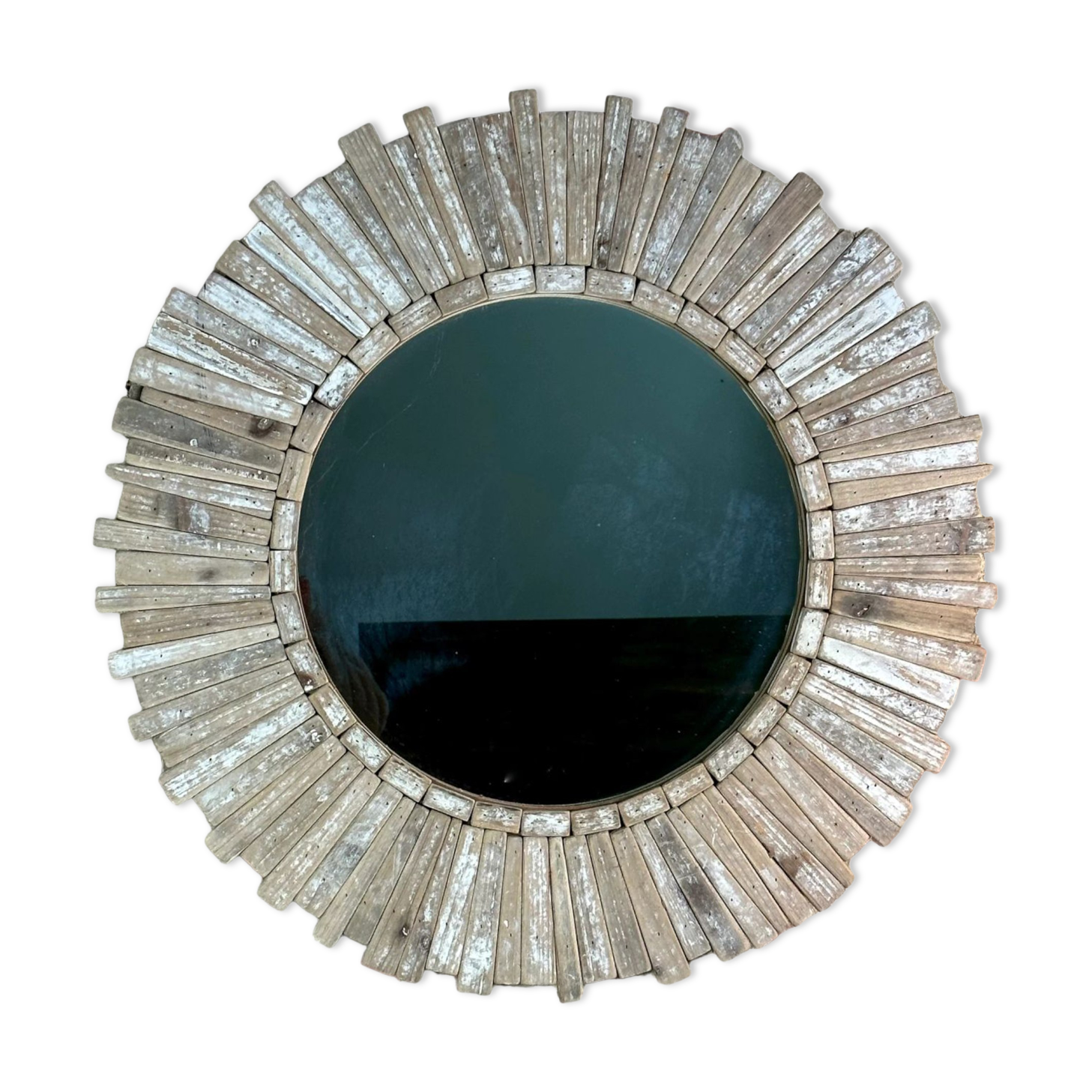 Mirror in patinated natural wood