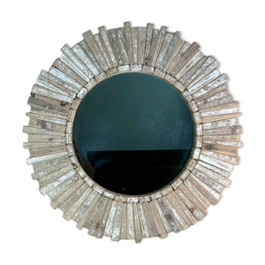 Miroir en bois naturel patiné