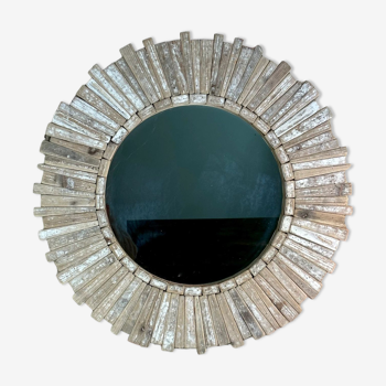 Mirror in patinated natural wood