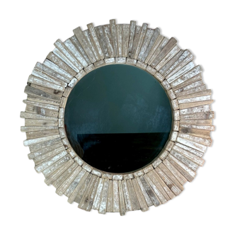 Mirror in patinated natural wood