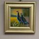 Mid-Century Oil on Panel – “Birds” by Unknown, Vintage & Framed