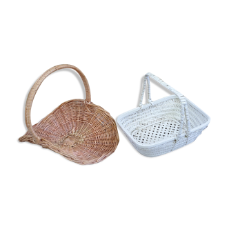 Duo of vintage wicker baskets