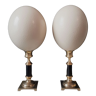 Pair Ostrich egg, brass bases (XXth) H. 27cm | Curiosity Collection