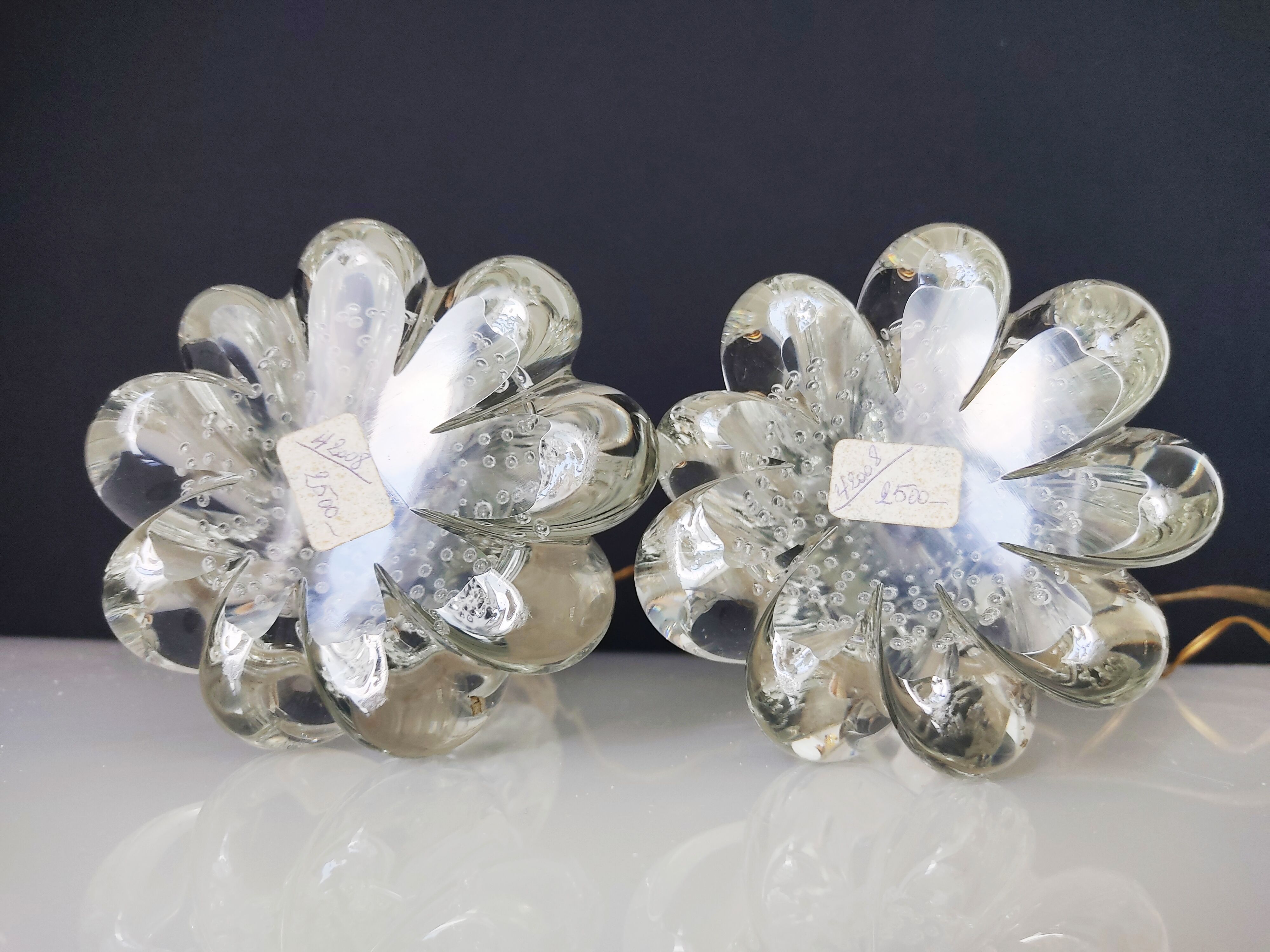 Paire de pieds de lampe verre de Murano