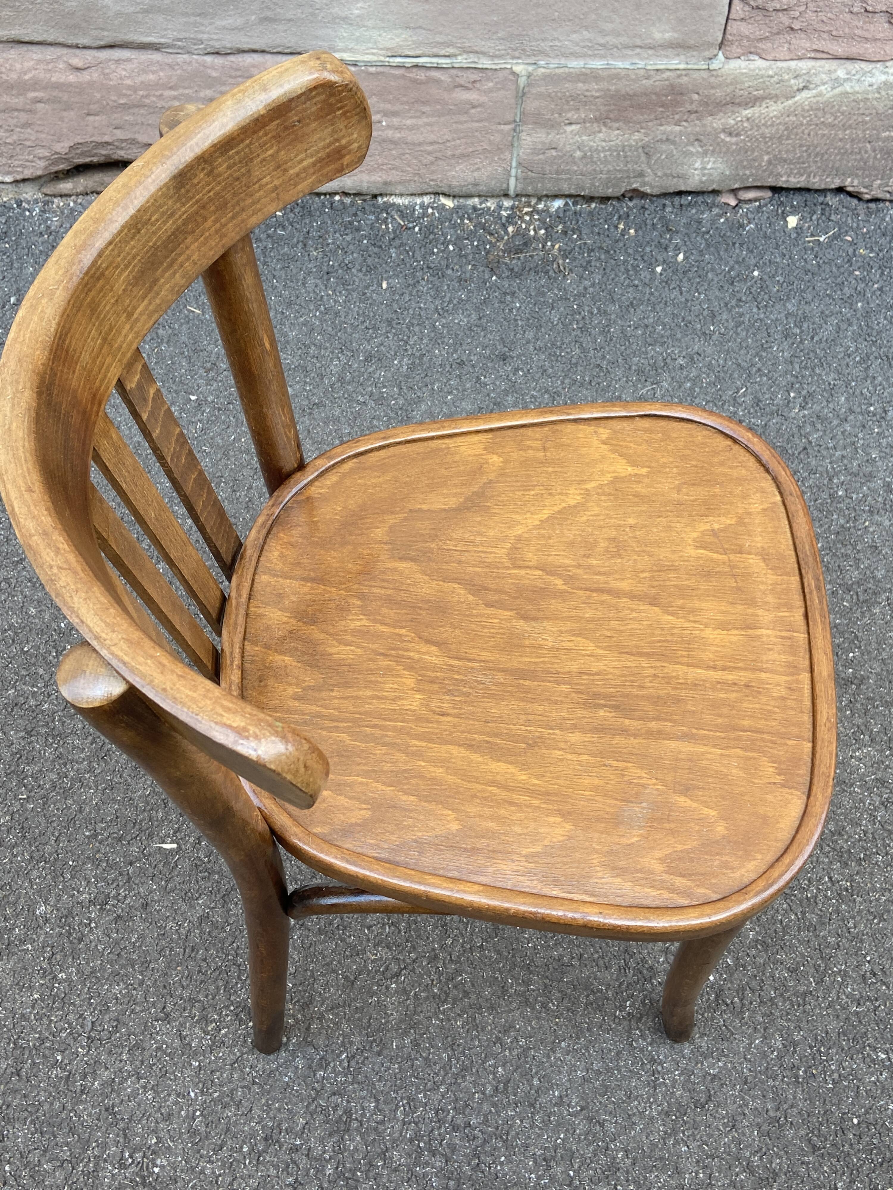 Set of 4 Viennese chairs Curved wood Restaurant Paris bistro Fischel 50s vintage Bentwood Ton st