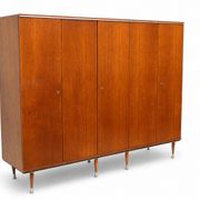 Teak wardrobe with 5 doors, hanging rail and shelves