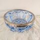 Cut blue glass bowl, silver-plated rim – 1950s-1970s