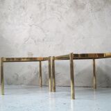 Ensemble de 3 tables basses en laiton minimalistes italiennes, années 1970