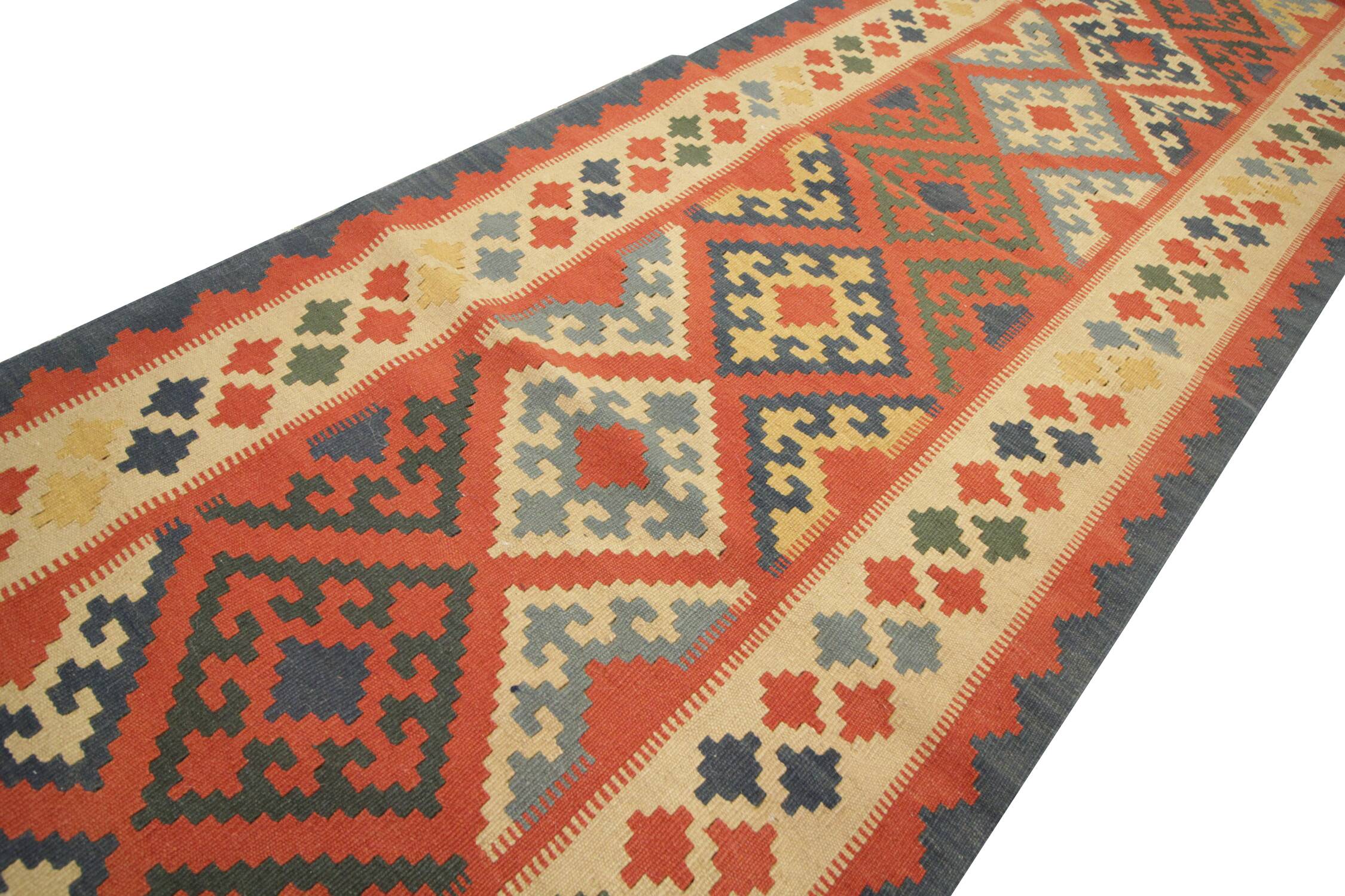 Multicolour Geometric Tribal Handwoven Stair & Hallway Runner Rug 308x87cm