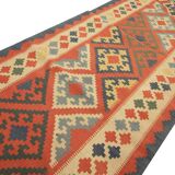 Multicolour Geometric Tribal Handwoven Stair & Hallway Runner Rug 308x87cm