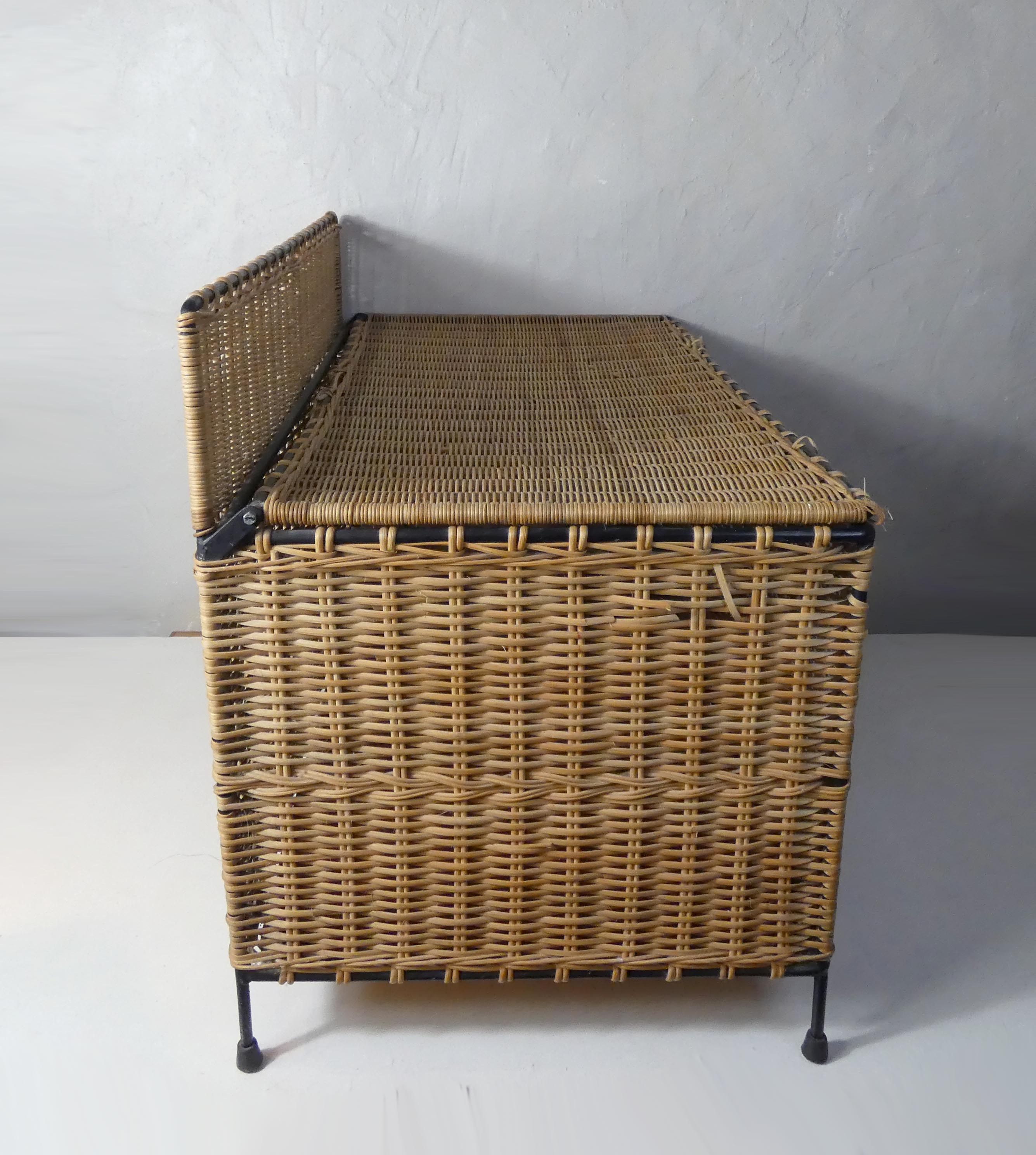 Rattan and metal chest