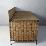 Rattan and metal chest