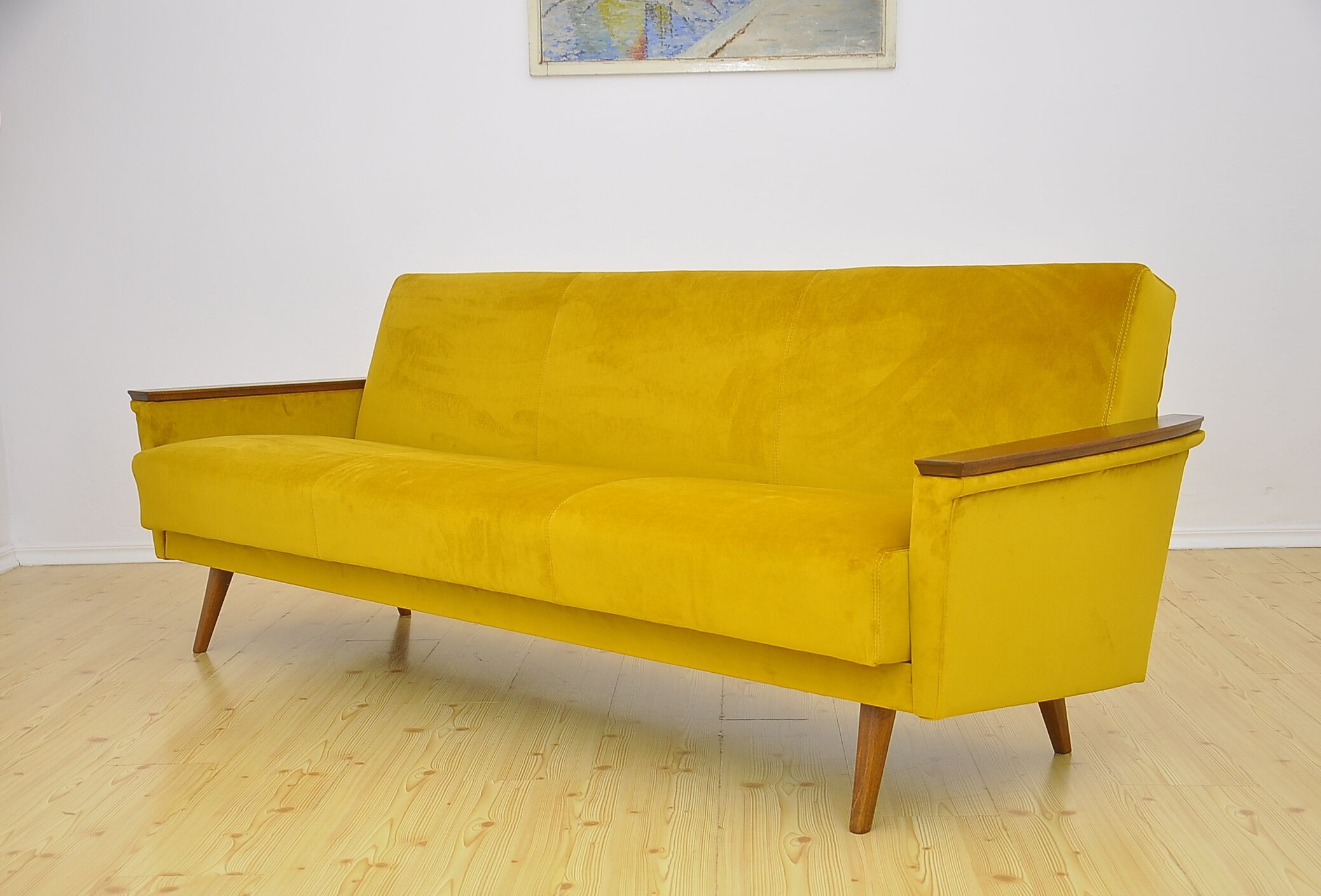 Velvet Daybed Sofa with fold-out function, 1960s