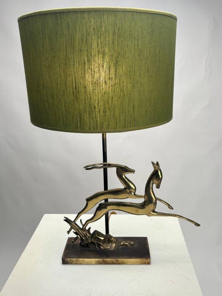 Art Deco Metal Table Lamp, France, 1940s