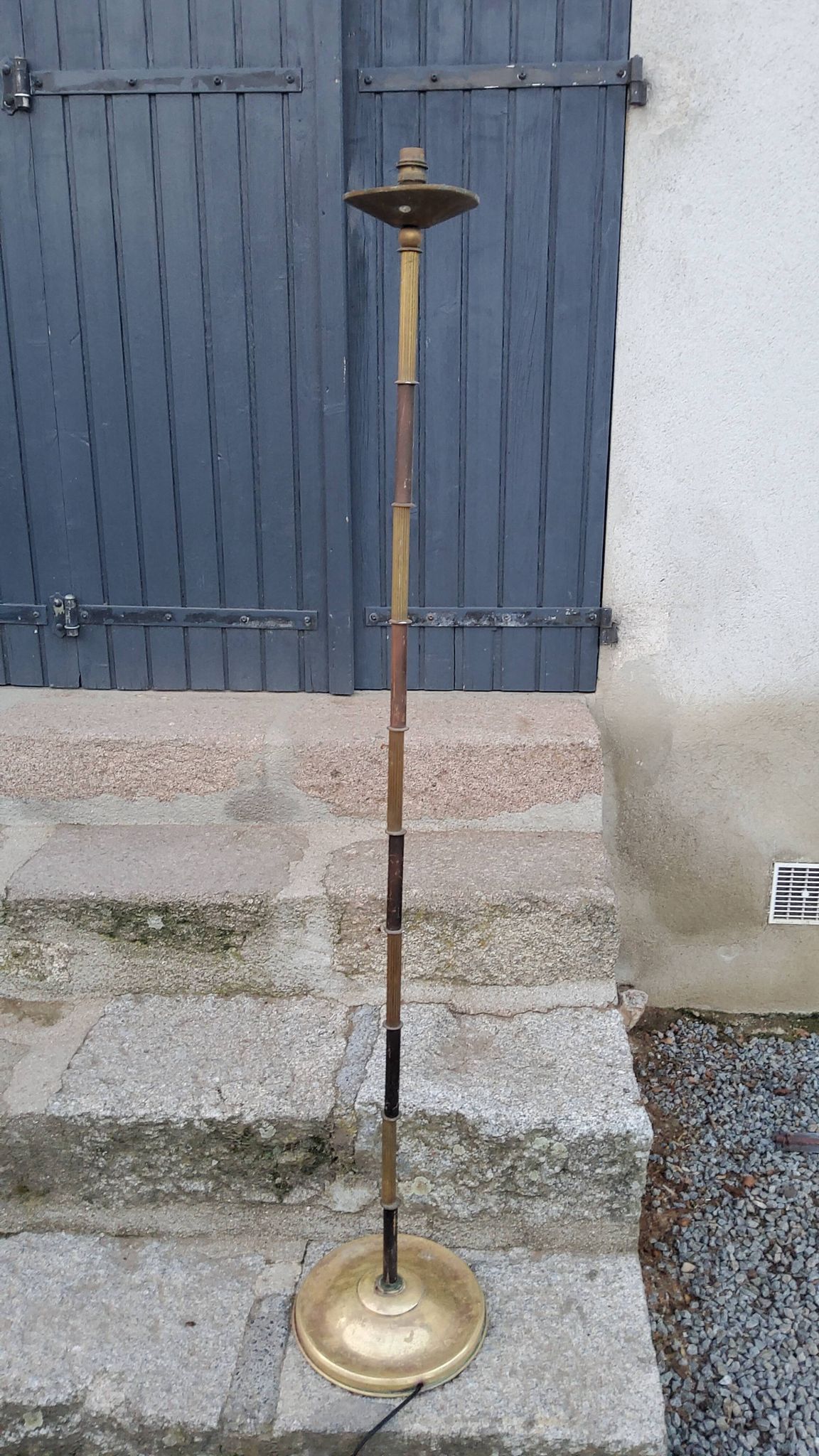 1950s floor lamp in brass with double gold and bronze patina