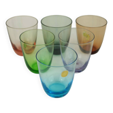 6 lunettes mi-siècle années 1950 60 en verre coloré WMF en cristal
