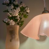 Vintage lampshade pendant light in pink opaline