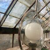 Chrome and smoked glass pendant light, 1970s