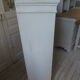 Showcase, bookcase, vintage pearl grey patinated cupboard, wooden top.