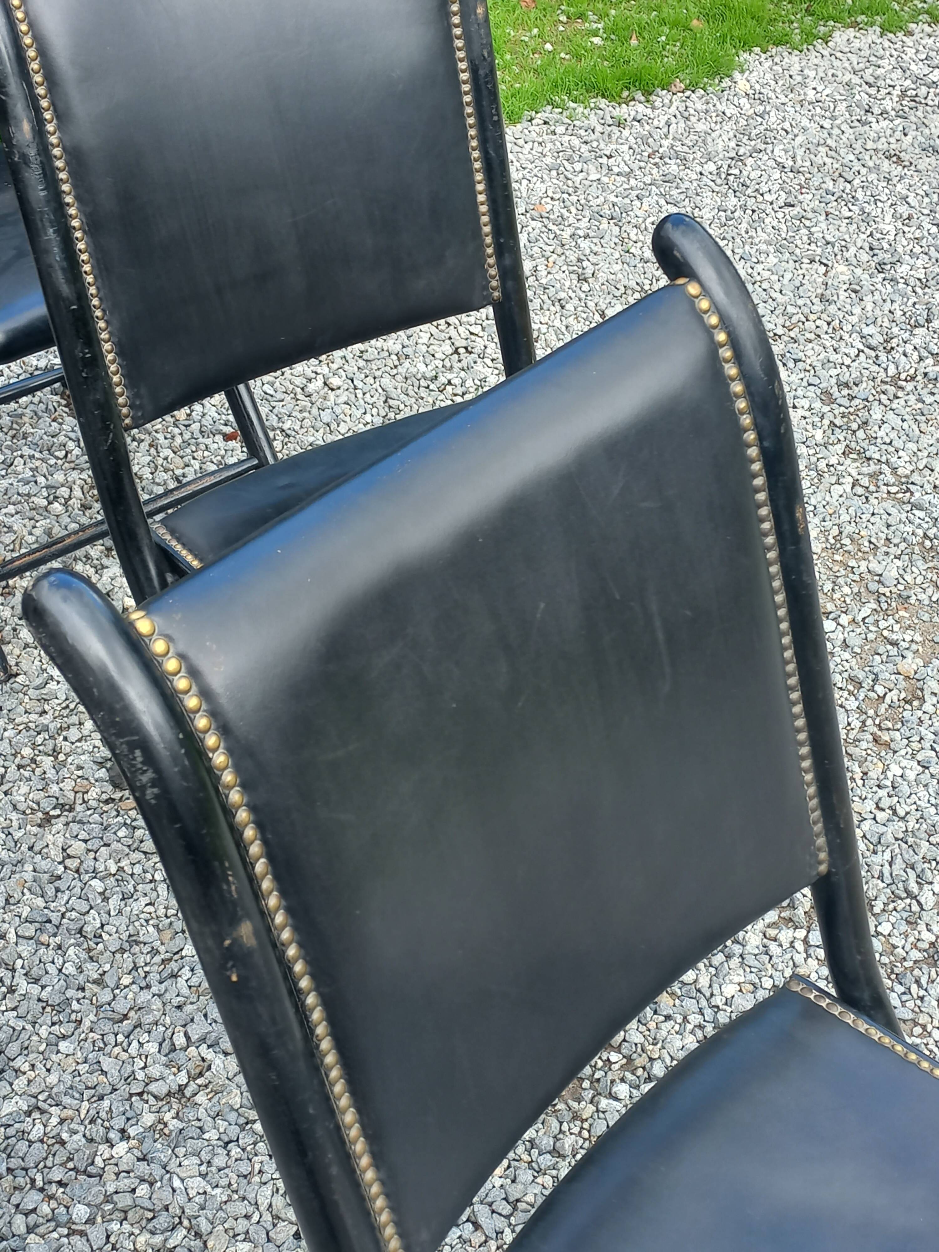 Set of 6 folding chairs, 70s design, 3 leather, 3 moleskin