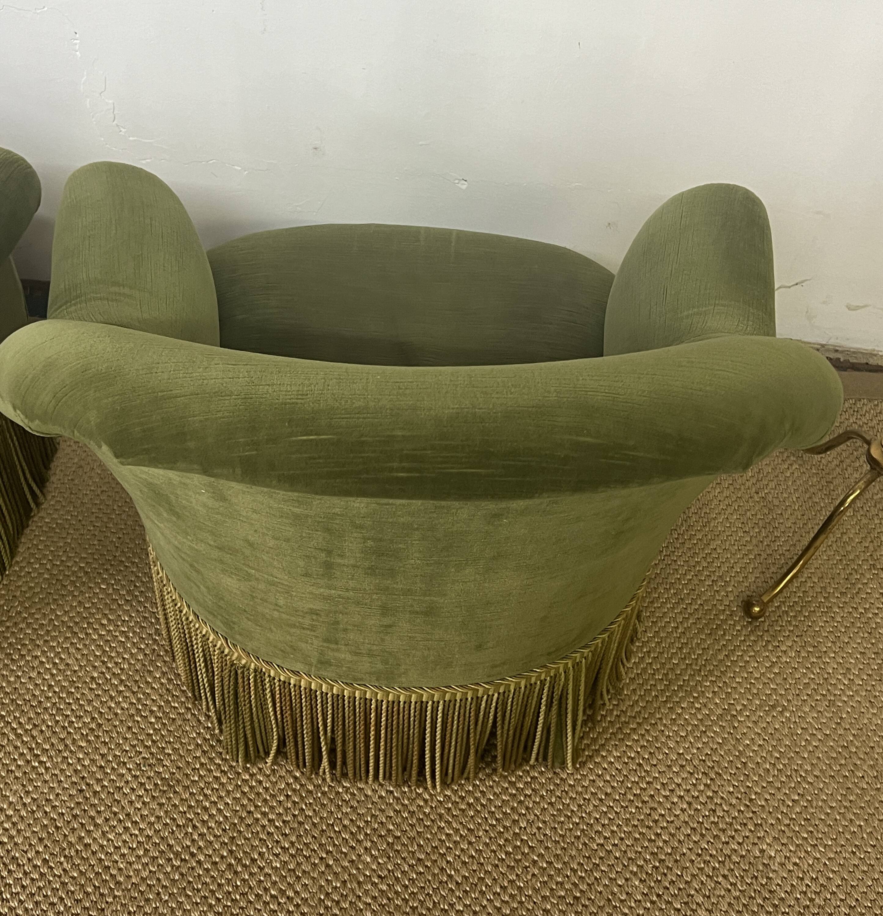 Pair of green toad armchairs
