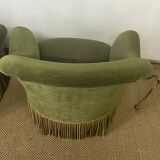 Pair of green toad armchairs