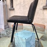 Fauteuil en cuir vert bronze 1950